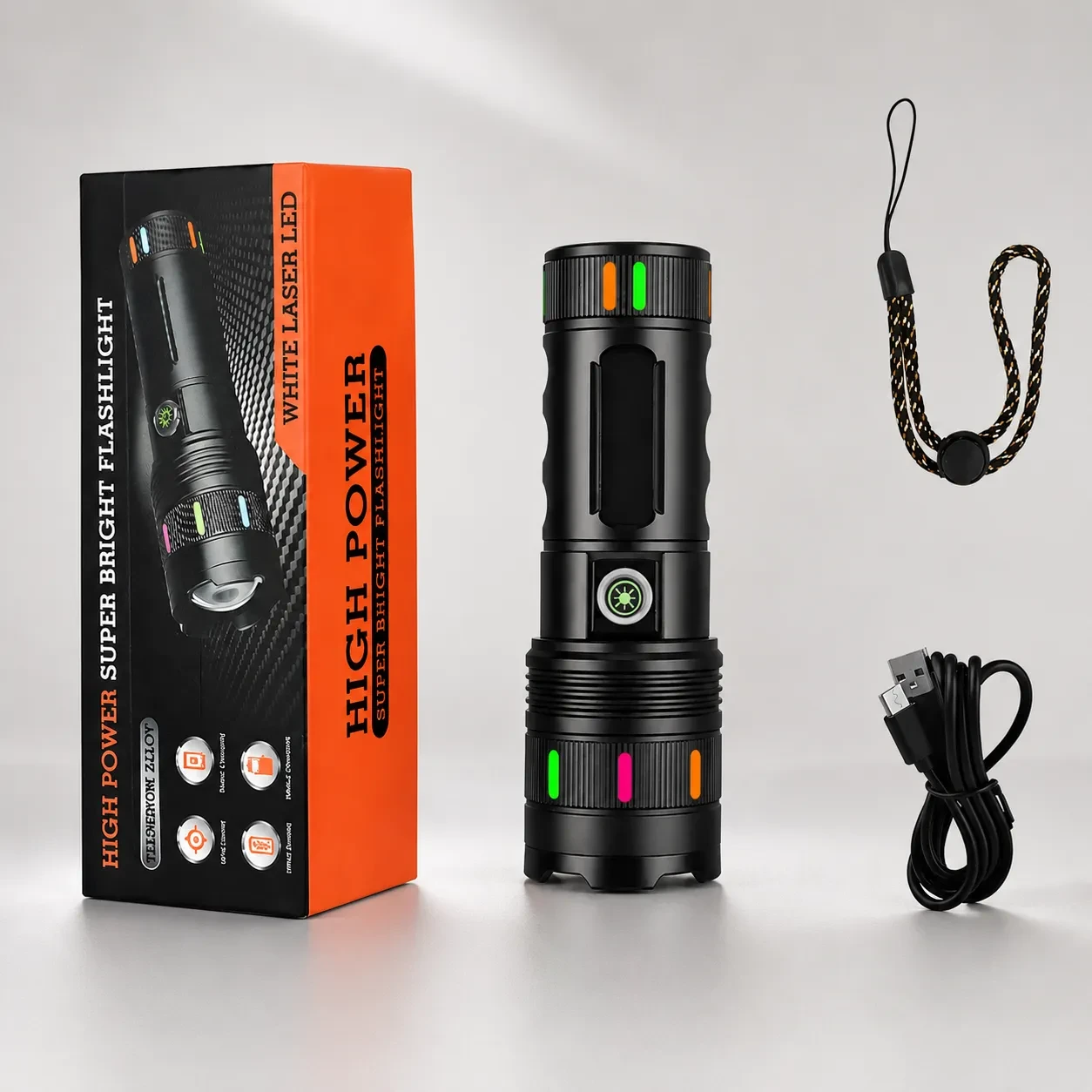 High Power Rechargeable Flashlight