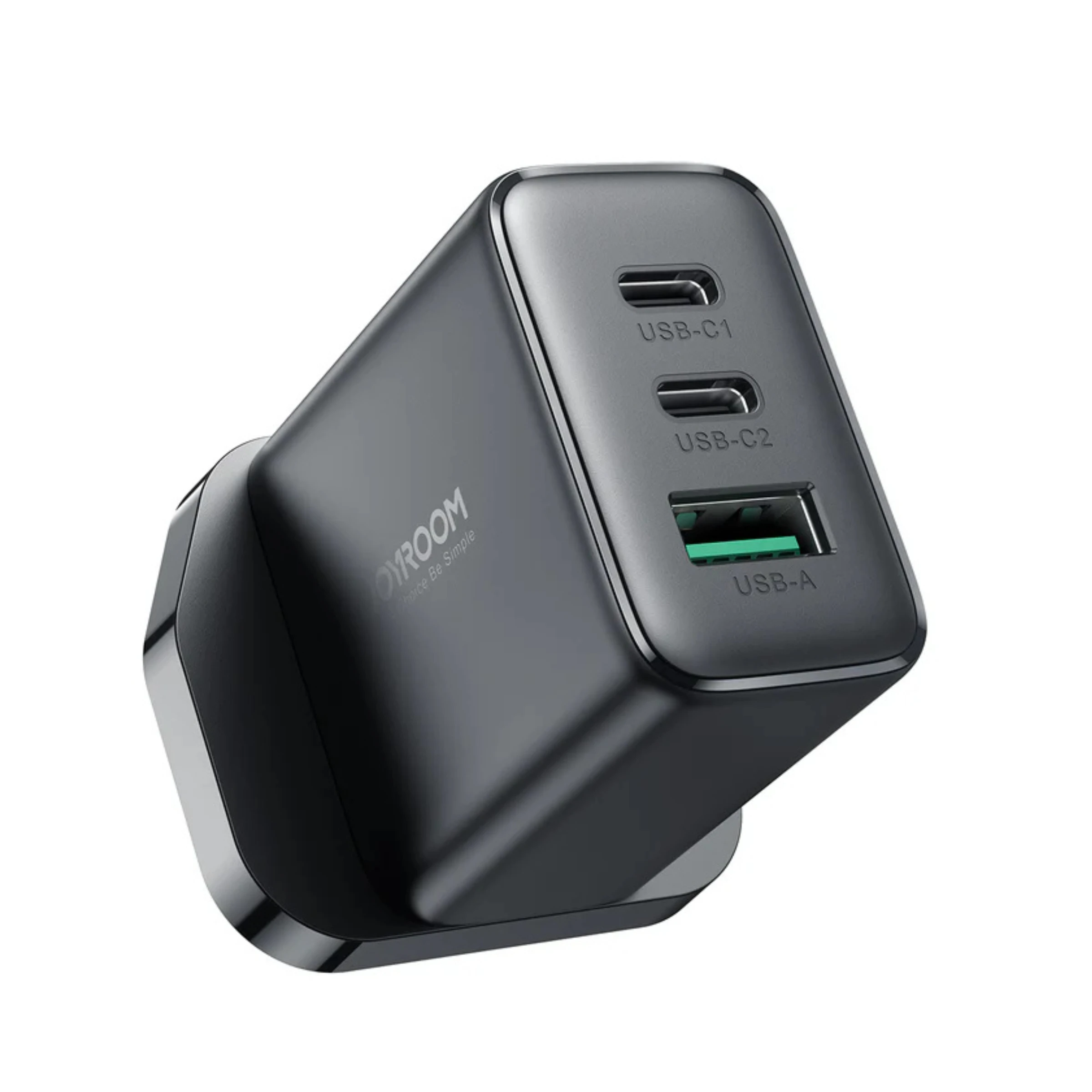 Joyroom JR-TCF10 32W Fast Charger – 2C1A Tri-Port Wall Adapter with Smart Charging Technology, Multi-Layer Safety Protection & Compact Design (Black)