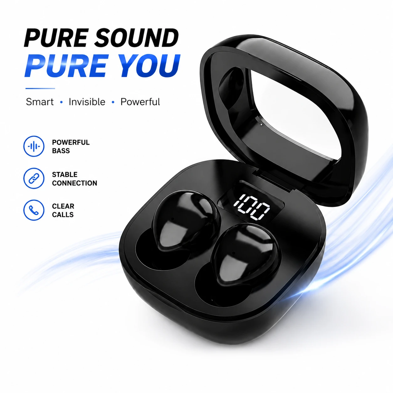 HnB Y19 Mini True Wireless Earbuds – Ultra-Small Invisible In-Ear TWS with Digital LED Battery Display, Auto-Pairing & 20H Playtime