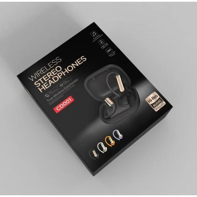 CD001 Open Ear True Wireless Earbuds – Hi-Res Audio Sports Ear-Hook Headphones with ANC Noise Cancelling, Type-C Fast Charging & Long Battery