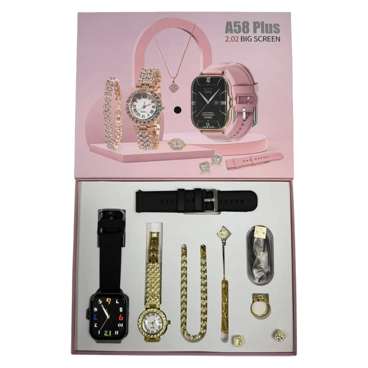 A58 Plus Smartwatch Gift Set For Girls ( 8 in 1)