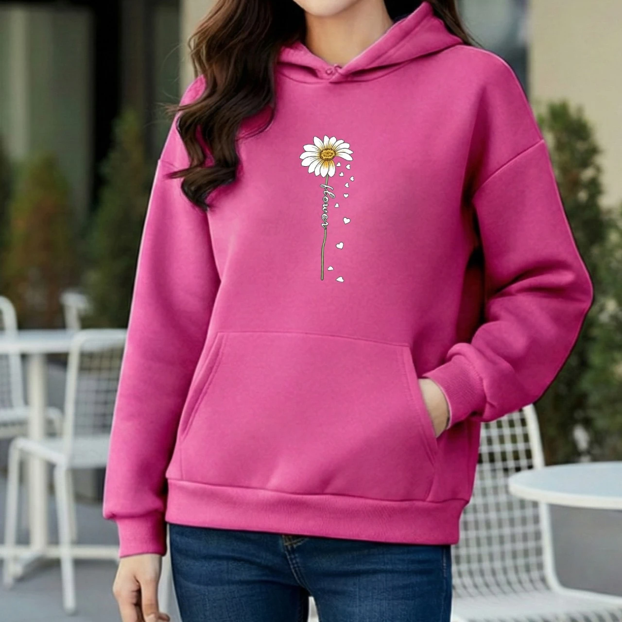 Premium Comfortable Printed Ladies Winter Hoodie