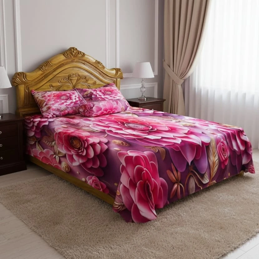 Water Proof China Premium 3D Design Bed Sheet King Size (7.8ft/6.8ft)