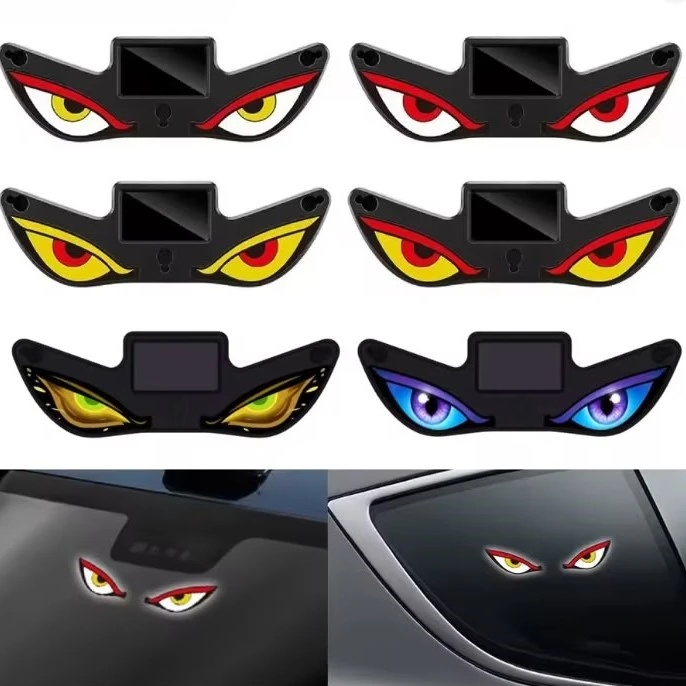 Solar & USB-C Devil Eyes LED Car/Bike Window Light – Smart Motion Sensor Warning & Ambient Styling Light with Dynamic Lighting Effects