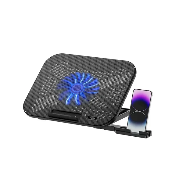 Rapoo CF100 High-Efficiency Laptop Cooling Pad (Black) – Powerful Airflow, 6 Adjustable Ergonomic Angles, Wide Compatibility & Durable Build for Gaming & Office Laptops