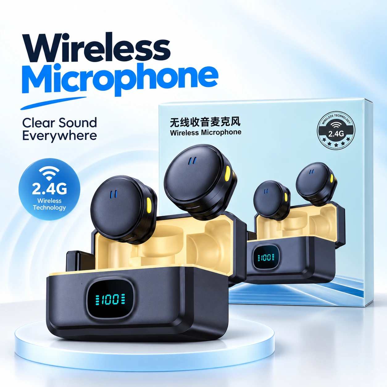 Premium Magnetic Dual Wireless Lavalier Microphone – Smart Charging Case with Digital Display, ENC Noise Cancellation & Plug-and-Play Mic for Vlogging, Interviews & Streaming
