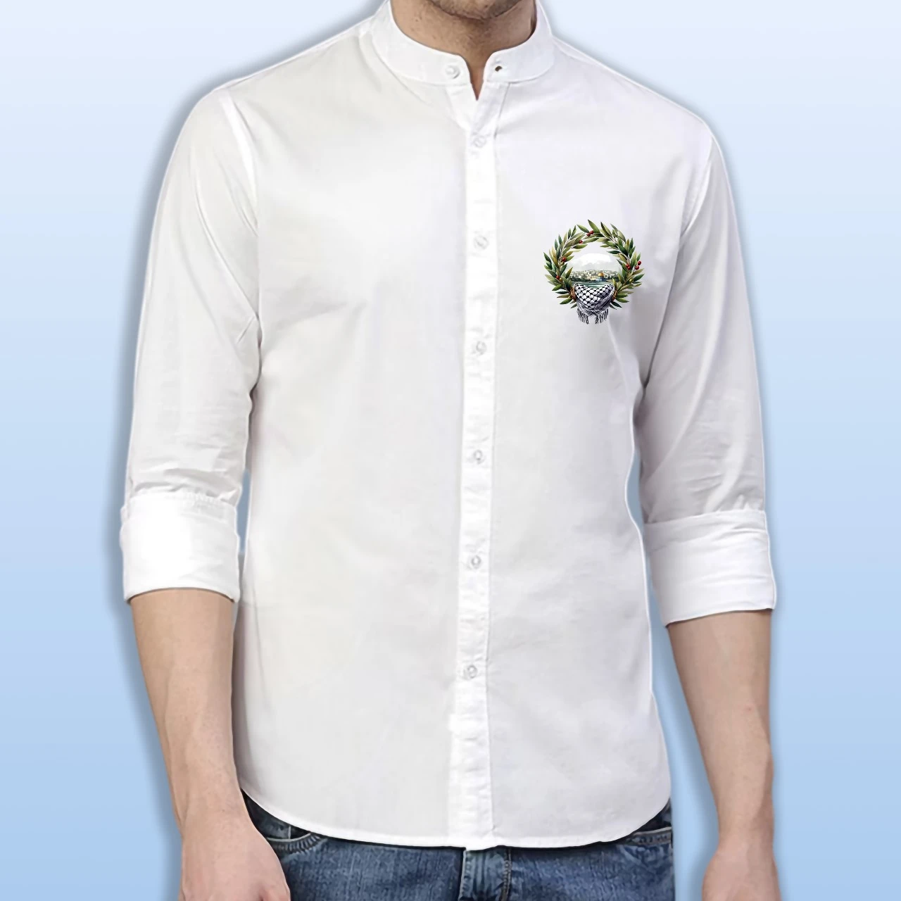 Premium Printed Ban Collar Shirt for Men
